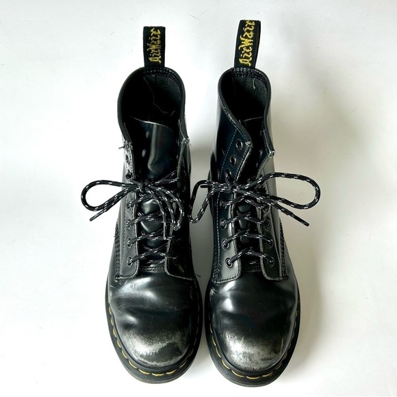 Dr. Martens 1460 Pascal Italian Brush Boot 8-Eye Black Silver Distressed Size 7 - Picture 8 of 12